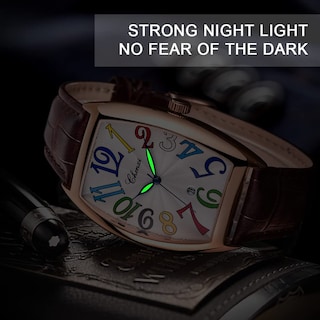 Foto 5 | Reloj Tiong Brown Con Correa De Piel Cuadrada Para Hombre, Diseño Luminoso - Venta Internacional.