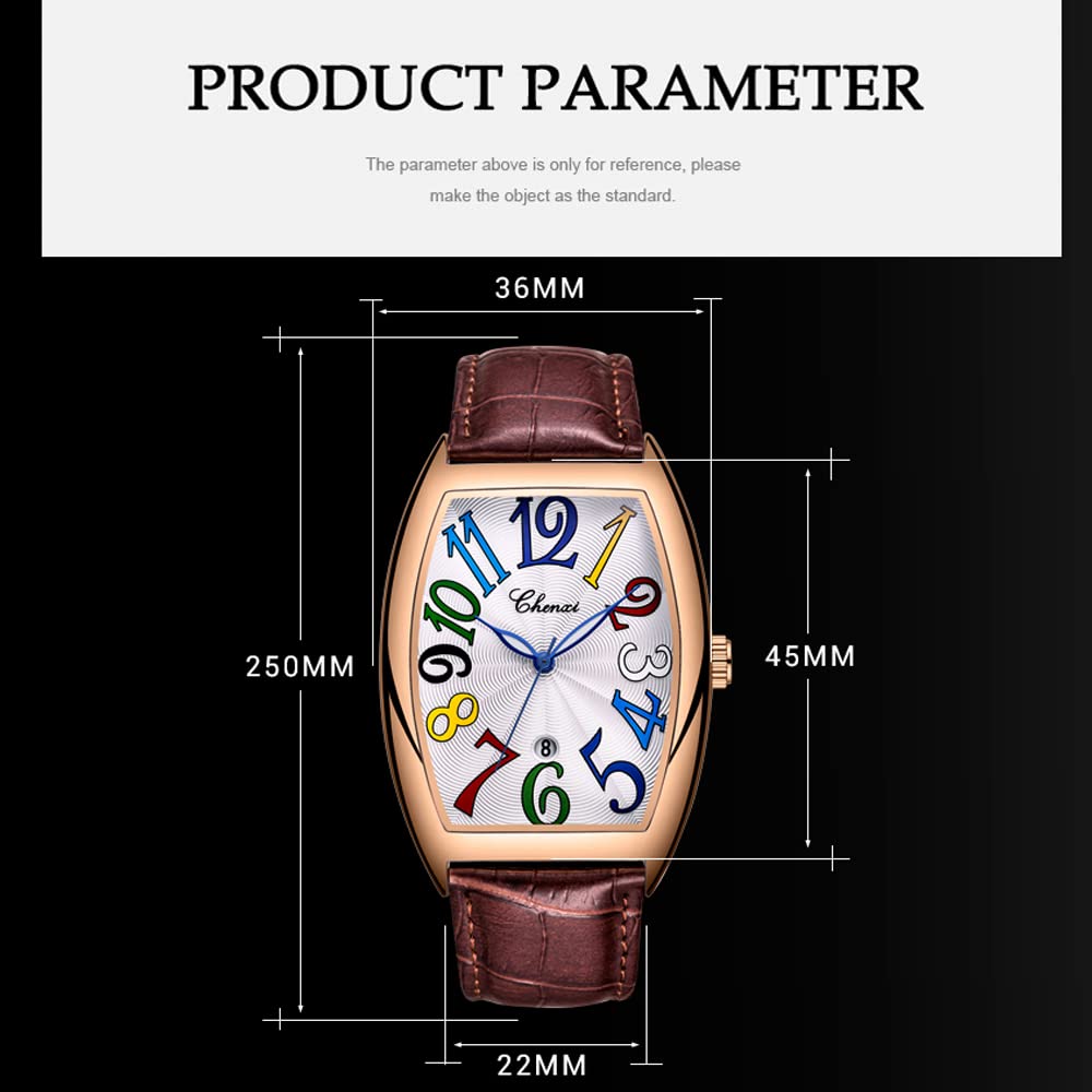 Foto 7 pulgar | Reloj Tiong Brown Con Correa De Piel Cuadrada Para Hombre, Diseño Luminoso - Venta Internacional.