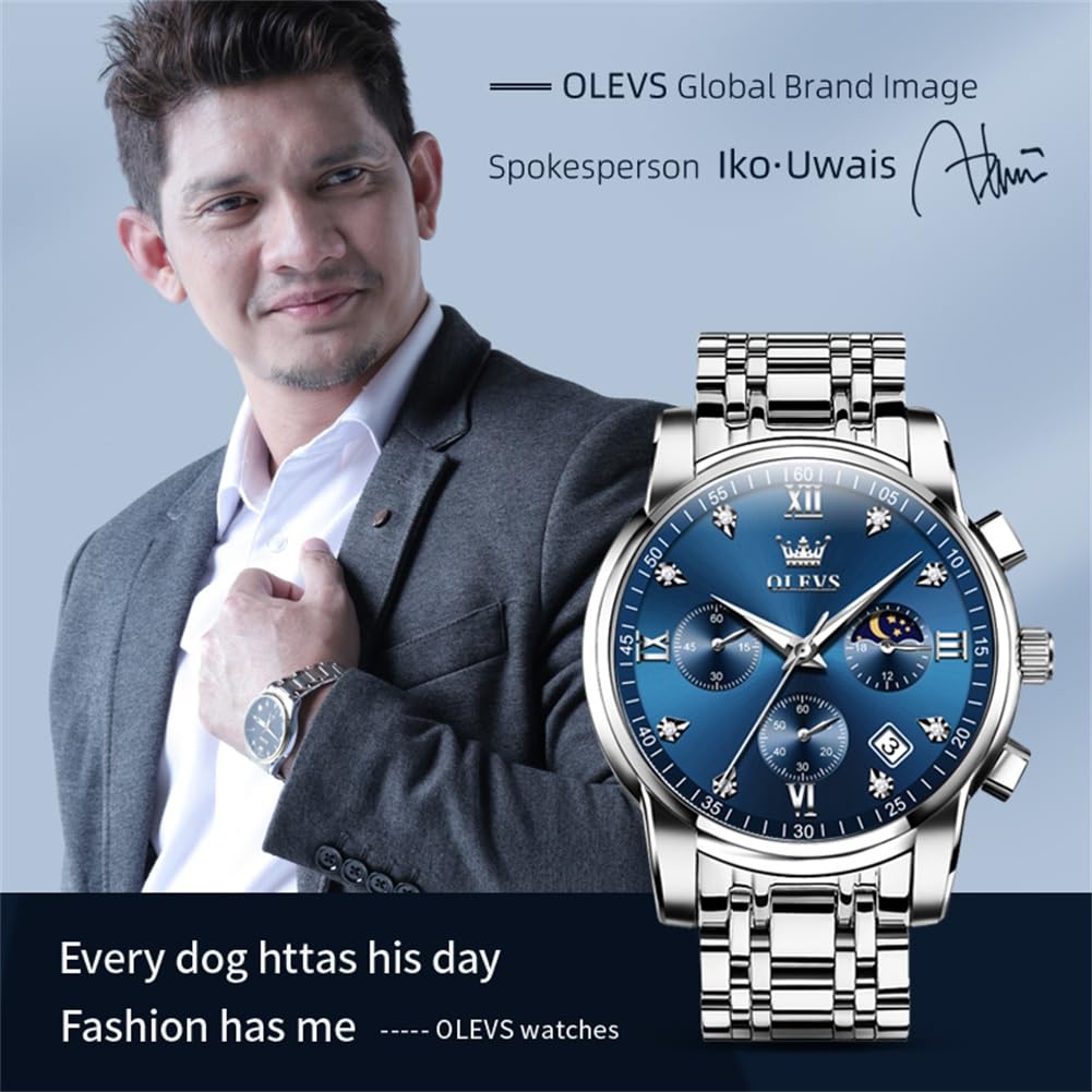 Foto 4 pulgar | Reloj Olevs Chronograph Diamond Quartz Moon Phase Para Hombre - Venta Internacional.