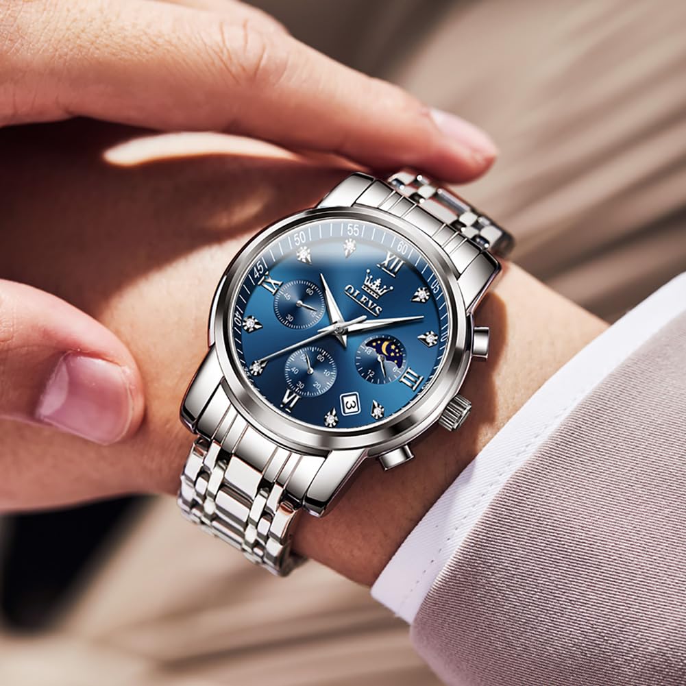 Foto 7 pulgar | Reloj Olevs Chronograph Diamond Quartz Moon Phase Para Hombre - Venta Internacional.