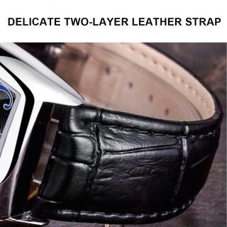 Foto 6 | Reloj Tiong Con Correa Cuadrada De Cuero Negro, Diseño Luminoso, Para Hombre - Venta Internacional.