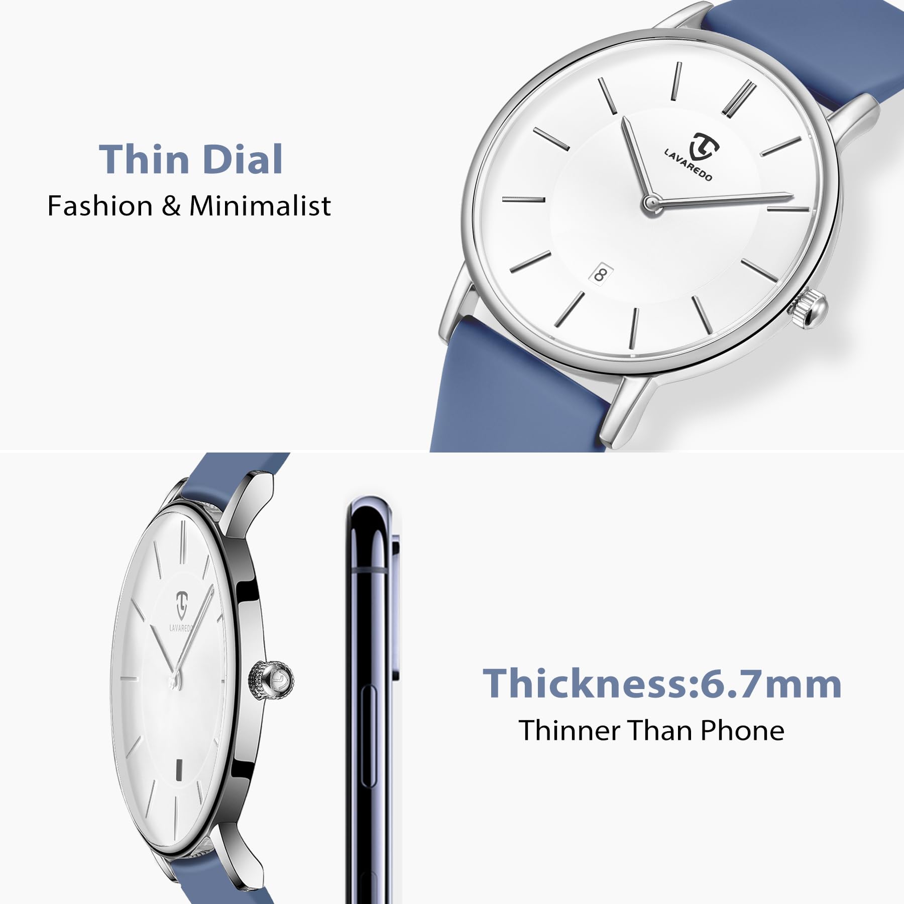 Foto 3 pulgar | Reloj L Lavaredo Para Hombre Llavaredo De Silicona Extremadamente Fina - Venta Internacional.