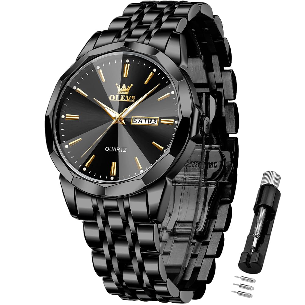 Foto 2 pulgar | Reloj Olevs Para Hombre Analógico De Acero Inoxidable Resistente Al Agua - Venta Internacional.