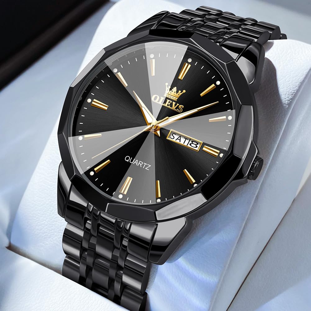 Foto 3 pulgar | Reloj Olevs Para Hombre Analógico De Acero Inoxidable Resistente Al Agua - Venta Internacional.