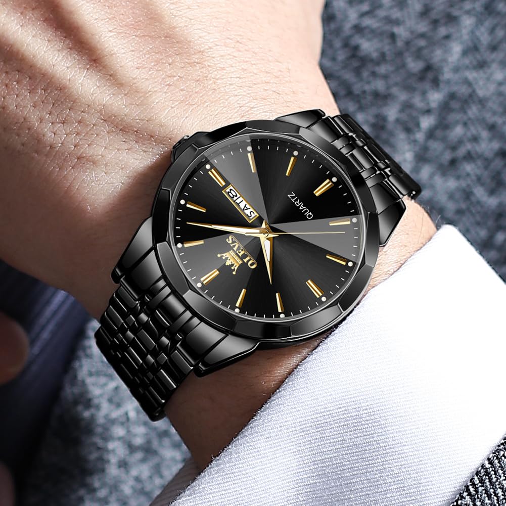 Foto 4 pulgar | Reloj Olevs Para Hombre Analógico De Acero Inoxidable Resistente Al Agua - Venta Internacional.