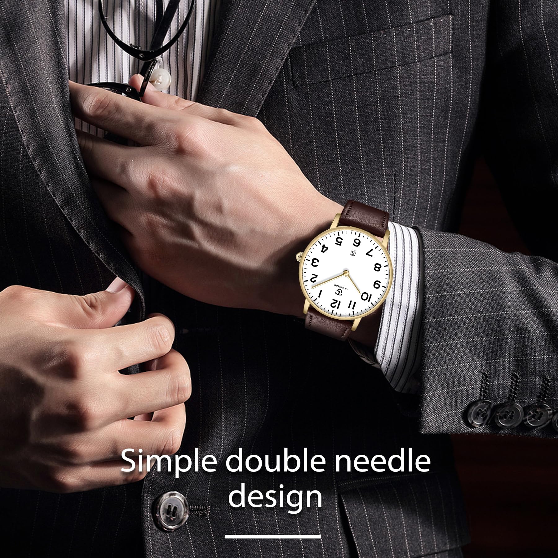 Foto 6 pulgar | Reloj L Lavaredo Para Hombre Llavaredo De Piel Extremadamente Fina - Venta Internacional.