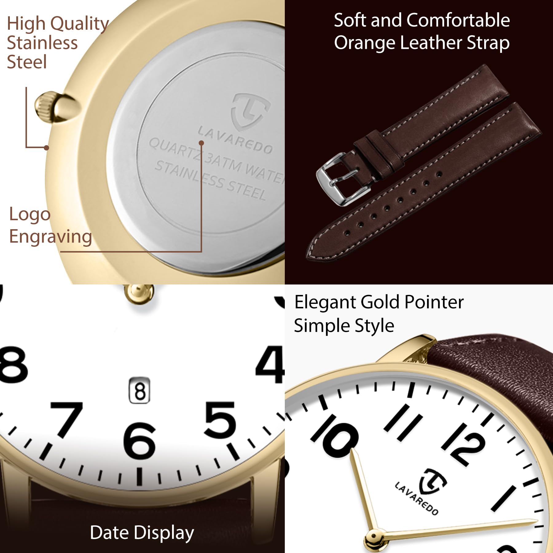 Foto 8 pulgar | Reloj L Lavaredo Para Hombre Llavaredo De Piel Extremadamente Fina - Venta Internacional.