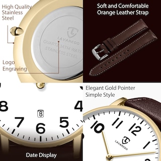 Foto 7 | Reloj L Lavaredo Para Hombre Llavaredo De Piel Extremadamente Fina - Venta Internacional.