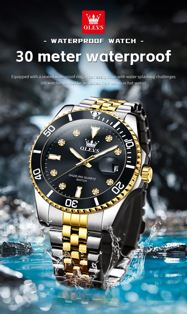 Foto 6 pulgar | Reloj Olevs Impermeable Y Luminoso De Acero Inoxidable Para Hombre - Venta Internacional.