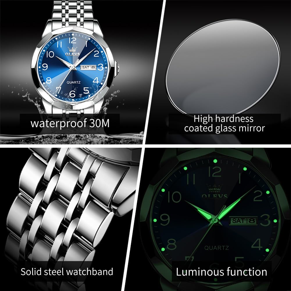 Foto 6 pulgar | Reloj Olevs Vestido De Lujo Analógico De Cuarzo Para Hombre A Prueba De Agua - Venta Internacional.