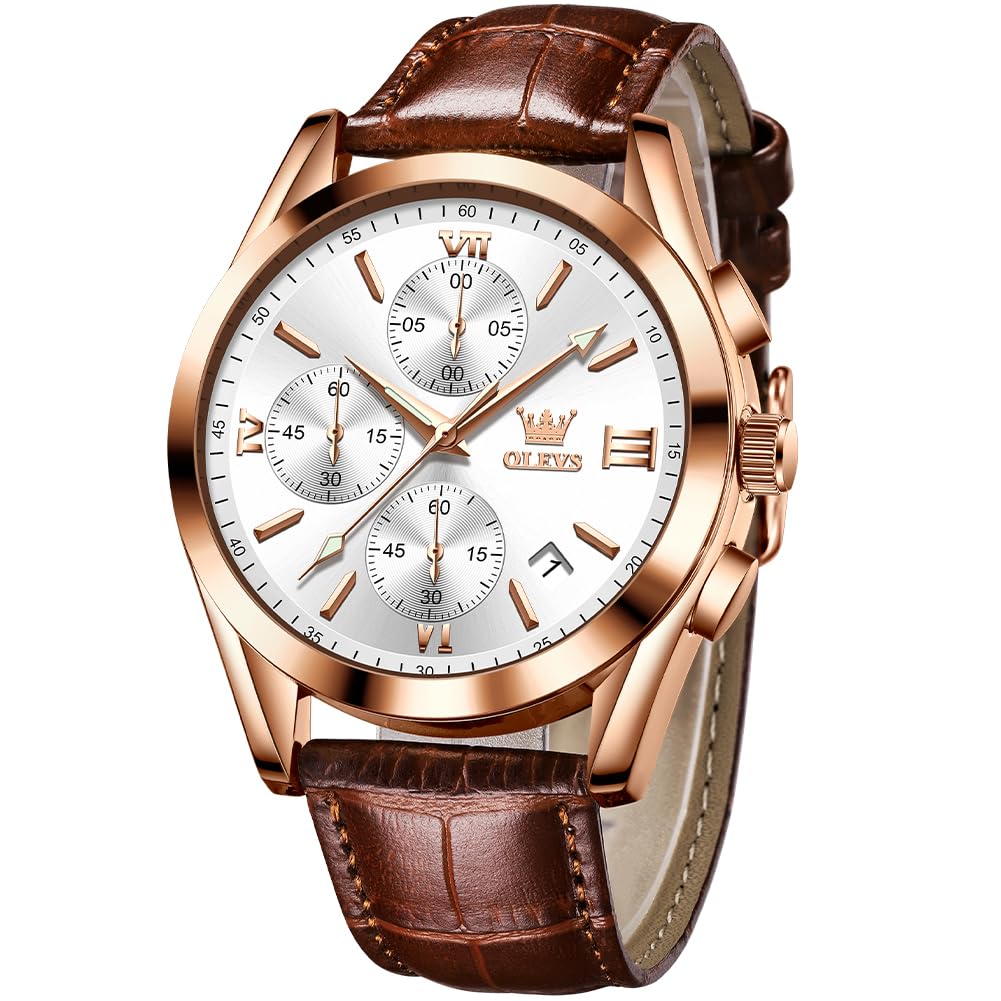 Foto 2 pulgar | Reloj Olevs Con Cronógrafo Luminoso De Cuero Impermeable Para Hombre - Venta Internacional.