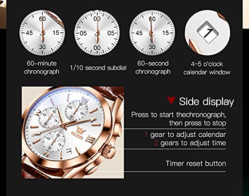 Foto 6 pulgar | Reloj Olevs Con Cronógrafo Luminoso De Cuero Impermeable Para Hombre - Venta Internacional.