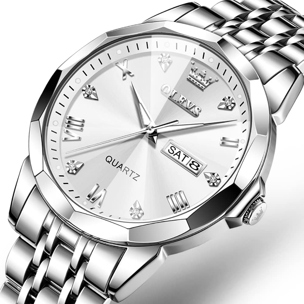 Foto 8 pulgar | Reloj Olevs Silver De Acero Inoxidable Impermeable Para Hombre - Venta Internacional.