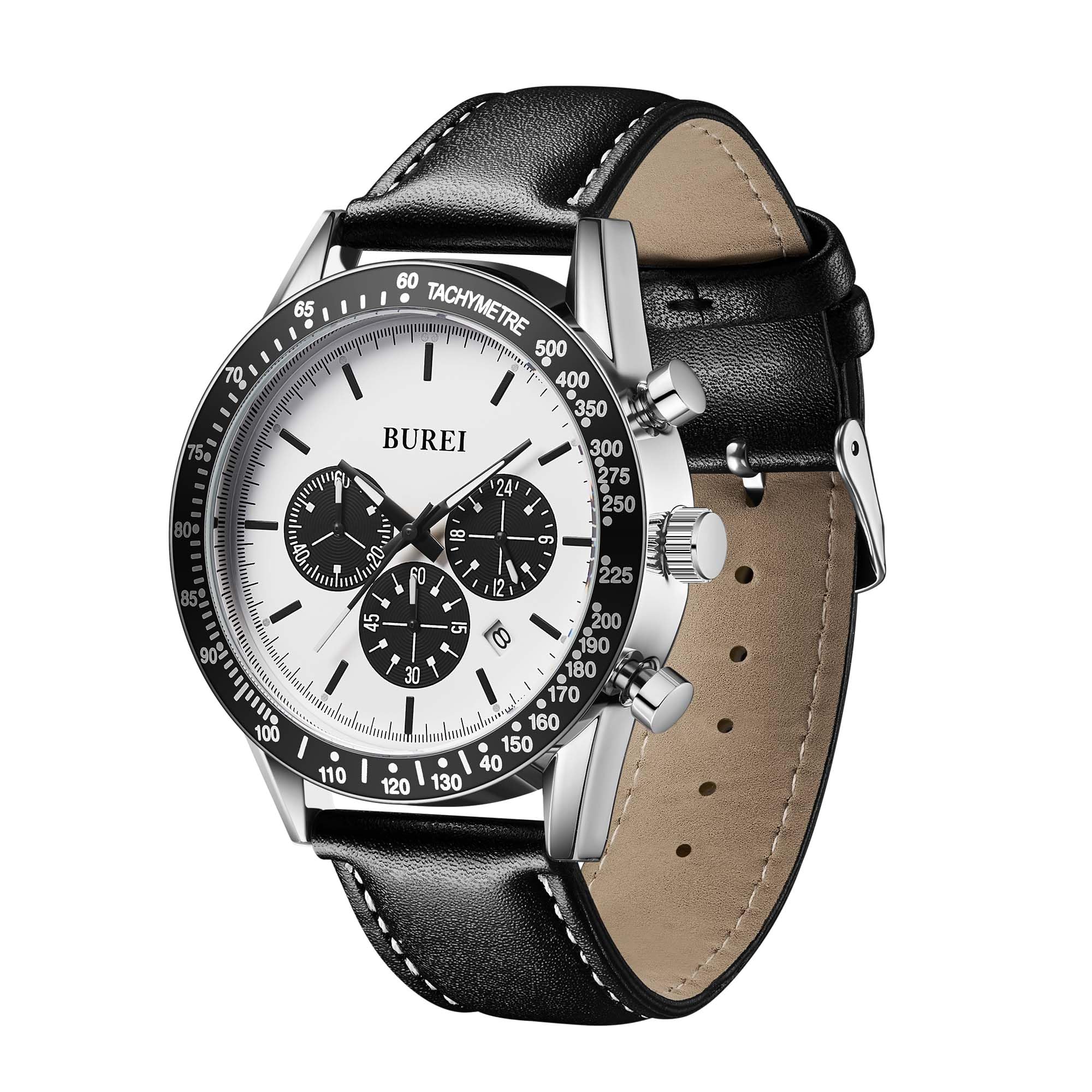 Foto 3 pulgar | Reloj Burei De Cuero Negro Para Hombre Con Cronógrafo 3atm Impermeable - Venta Internacional.
