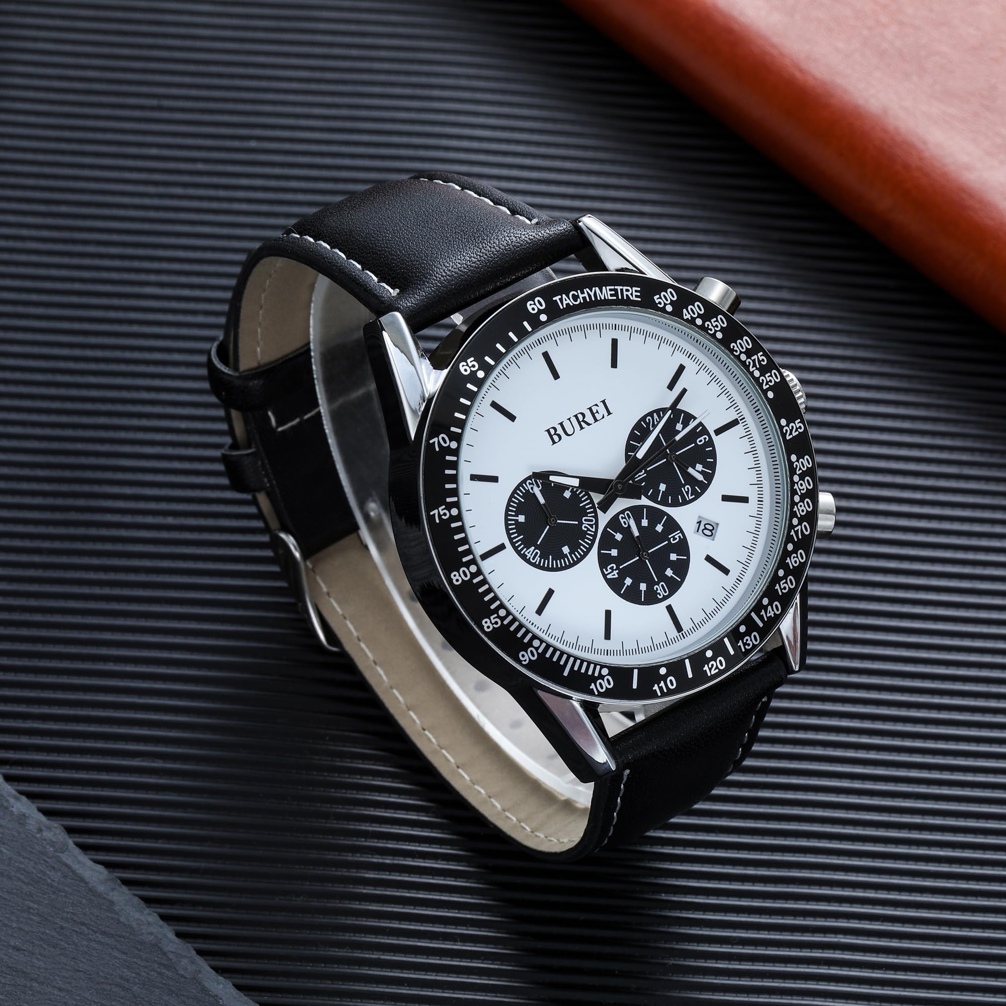 Foto 4 pulgar | Reloj Burei De Cuero Negro Para Hombre Con Cronógrafo 3atm Impermeable - Venta Internacional.