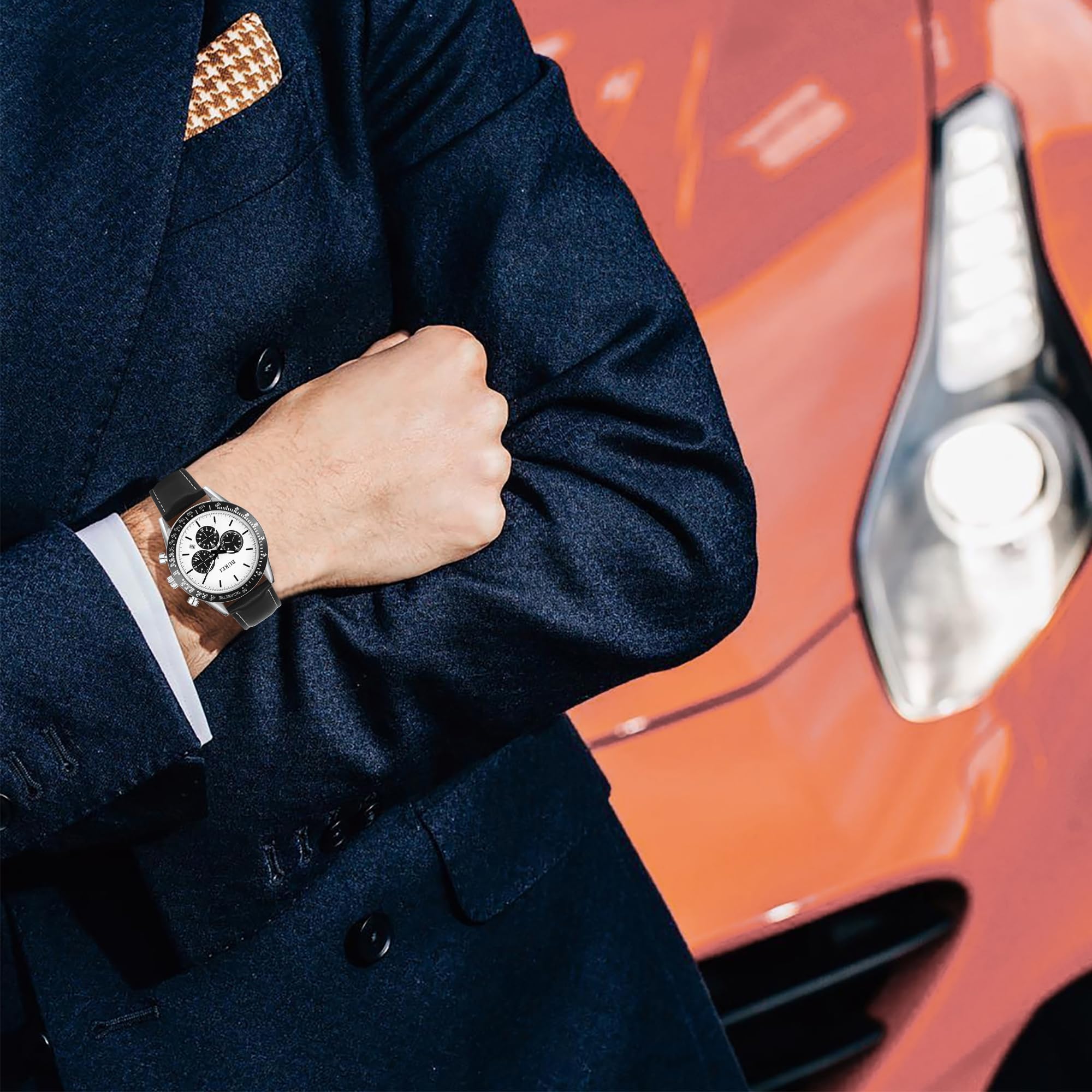 Foto 6 | Reloj Burei De Cuero Negro Para Hombre Con Cronógrafo 3atm Impermeable - Venta Internacional.