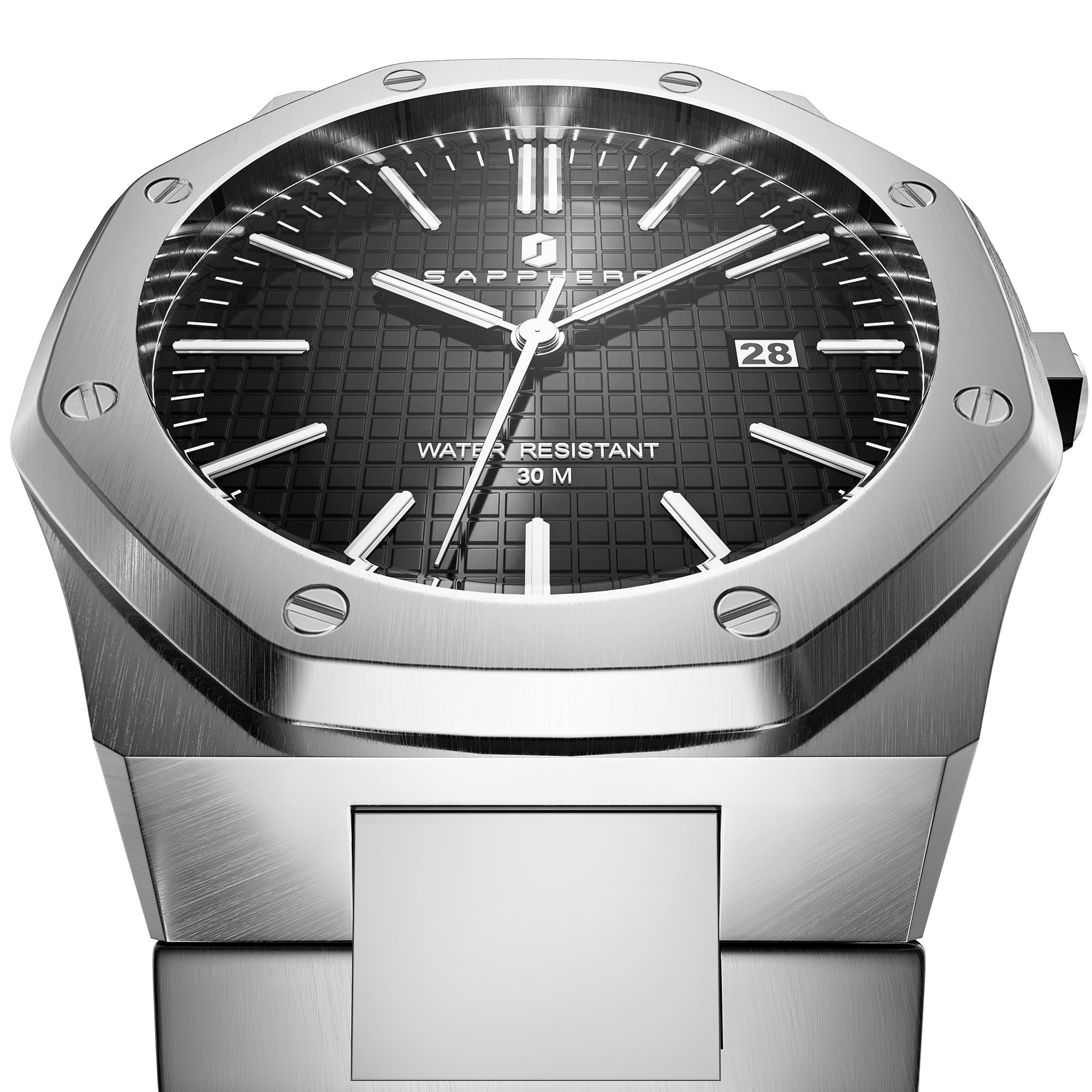 Foto 3 pulgar | Reloj Sapphero Siver De Acero Inoxidable 30 M Resistente Al Agua Para Hombre - Venta Internacional.