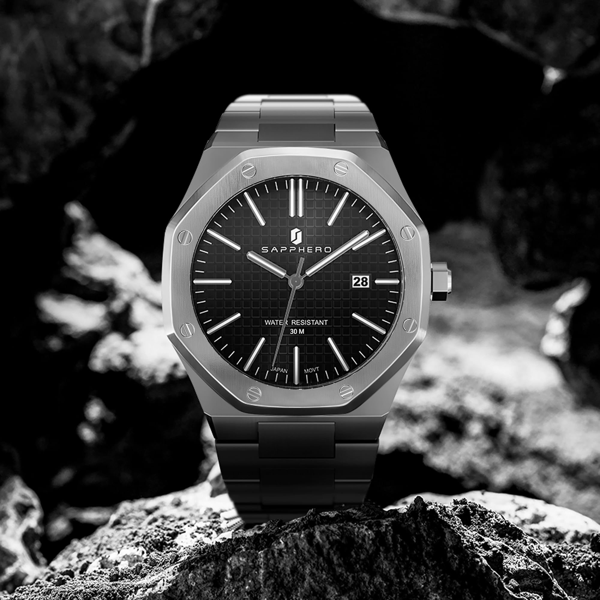 Foto 5 pulgar | Reloj Sapphero Siver De Acero Inoxidable 30 M Resistente Al Agua Para Hombre - Venta Internacional.