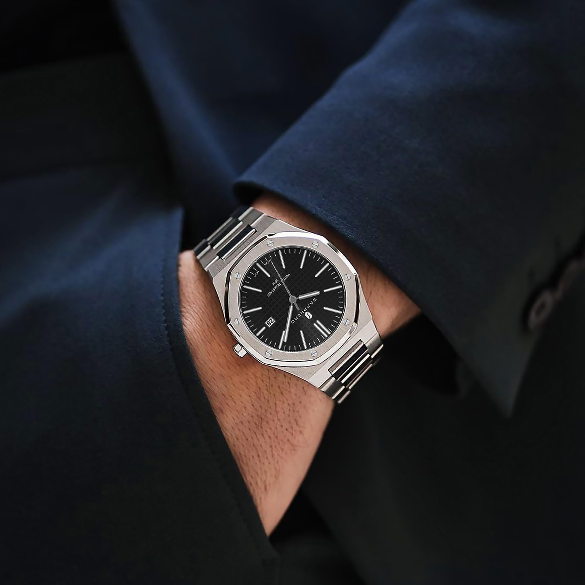 Foto 6 | Reloj Sapphero Siver De Acero Inoxidable 30 M Resistente Al Agua Para Hombre - Venta Internacional.