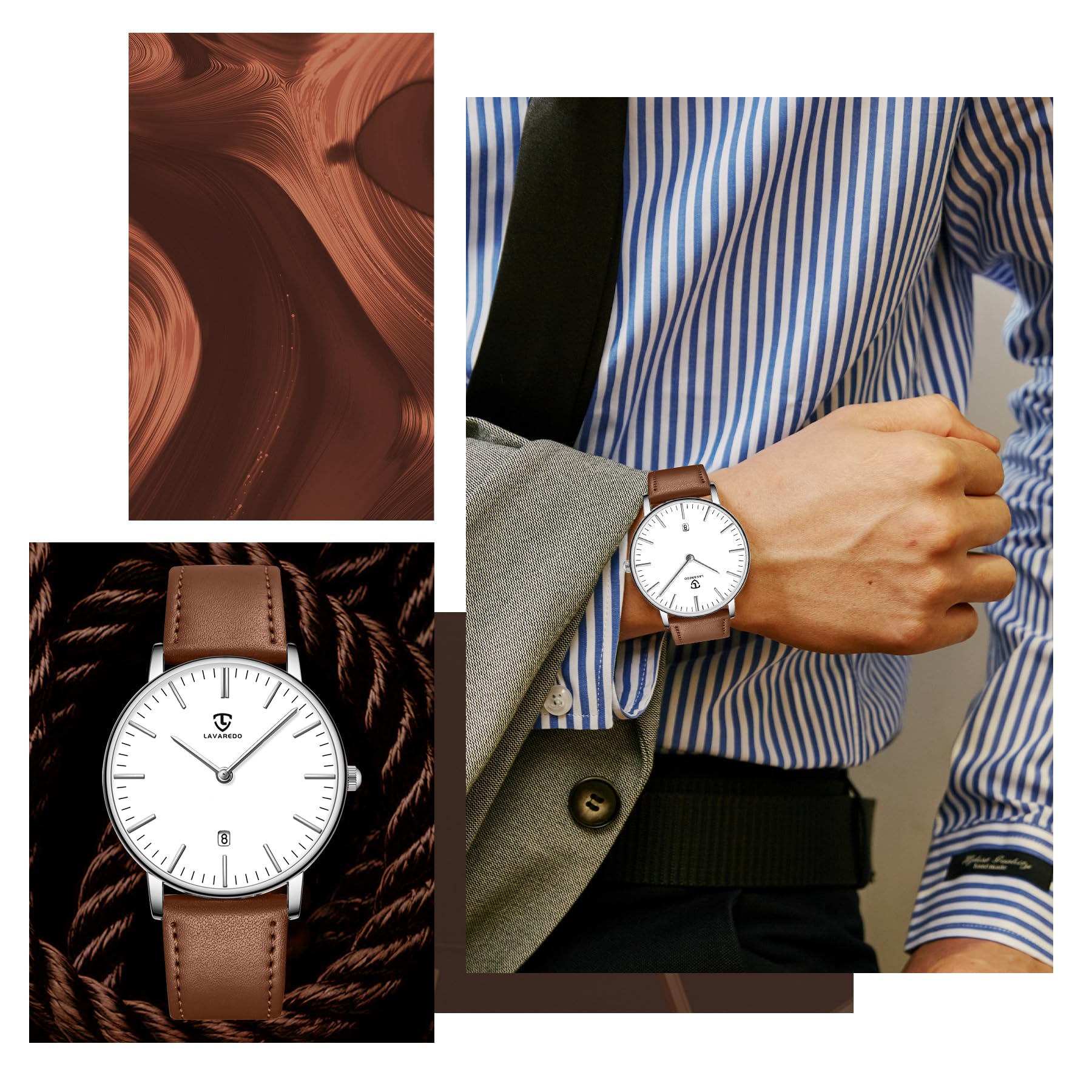 Foto 4 pulgar | Reloj L Lavaredo Para Hombre Llavaredo De Piel Extremadamente Fina - Venta Internacional.
