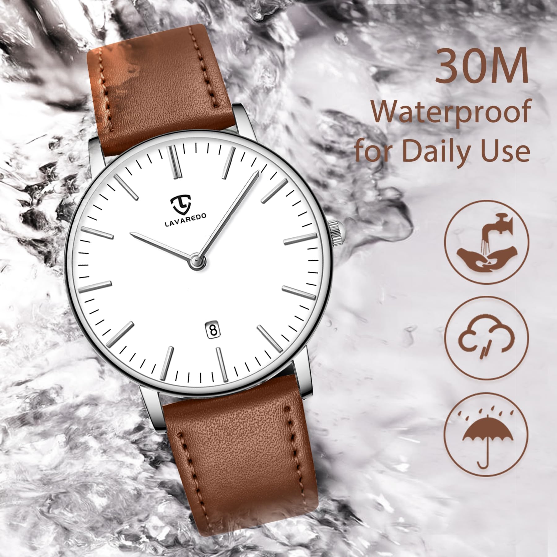 Foto 5 pulgar | Reloj L Lavaredo Para Hombre Llavaredo De Piel Extremadamente Fina - Venta Internacional.