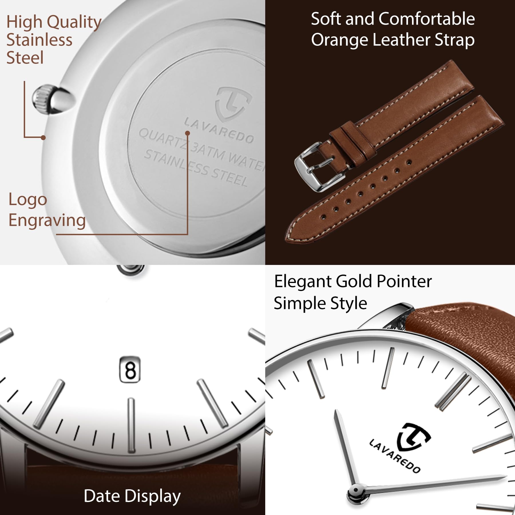 Foto 8 pulgar | Reloj L Lavaredo Para Hombre Llavaredo De Piel Extremadamente Fina - Venta Internacional.