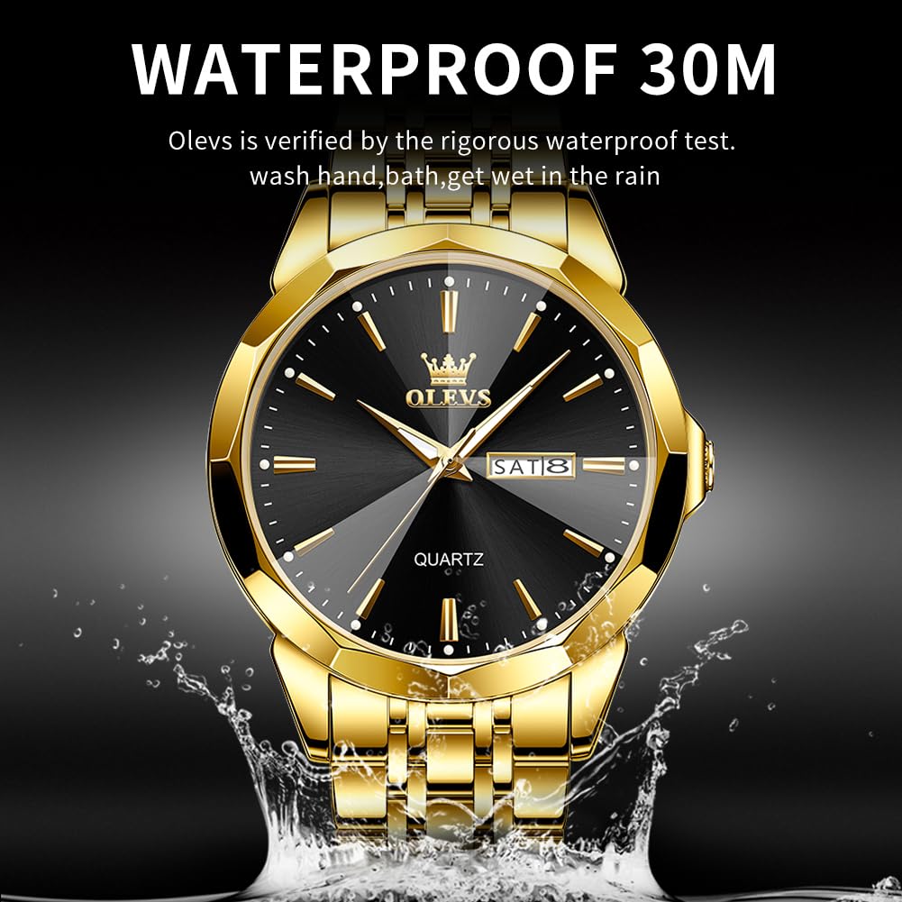 Foto 6 pulgar | Reloj Olevs Para Hombre Analógico De Acero Inoxidable Resistente Al Agua - Venta Internacional.