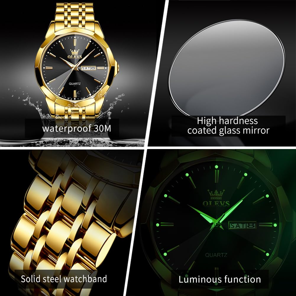 Foto 7 pulgar | Reloj Olevs Para Hombre Analógico De Acero Inoxidable Resistente Al Agua - Venta Internacional.