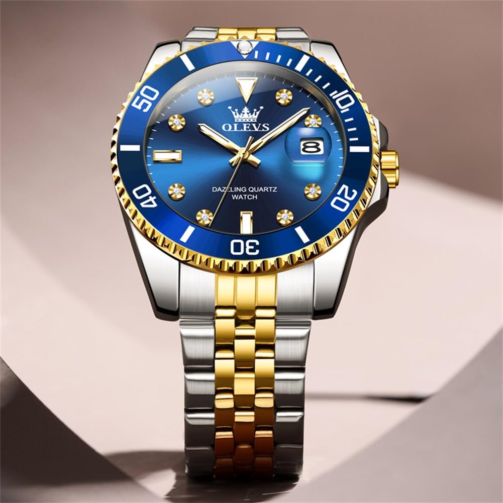 Foto 3 pulgar | Reloj Olevs, Moderno Para Hombre, De Acero Inoxidable, Impermeable, Azul - Venta Internacional.