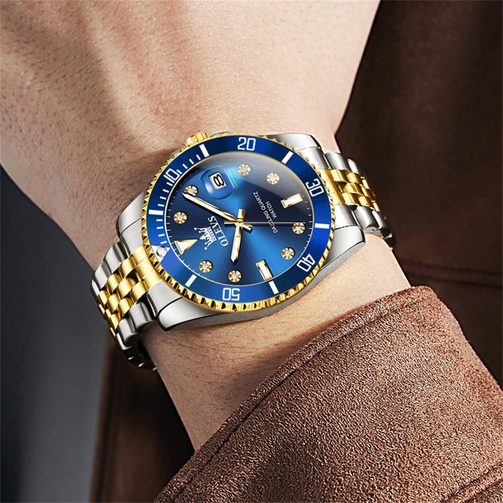Foto 4 pulgar | Reloj Olevs, Moderno Para Hombre, De Acero Inoxidable, Impermeable, Azul - Venta Internacional.