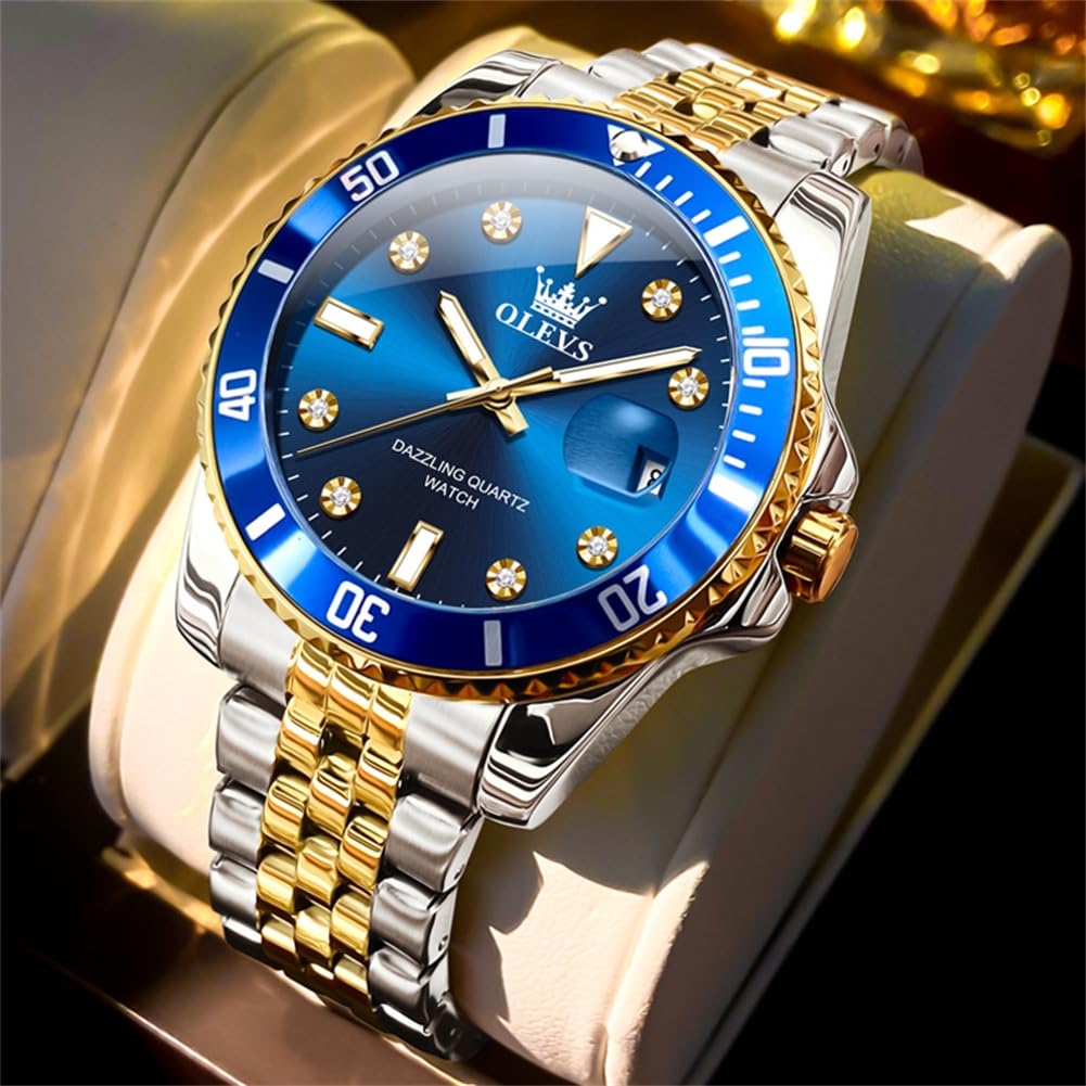 Foto 5 pulgar | Reloj Olevs, Moderno Para Hombre, De Acero Inoxidable, Impermeable, Azul - Venta Internacional.