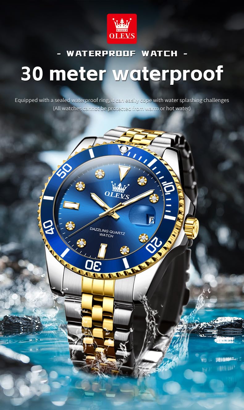 Foto 5 | Reloj Olevs, Moderno Para Hombre, De Acero Inoxidable, Impermeable, Azul - Venta Internacional.