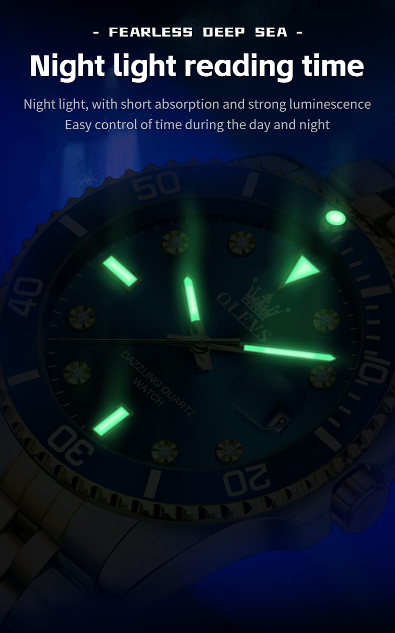 Foto 7 pulgar | Reloj Olevs, Moderno Para Hombre, De Acero Inoxidable, Impermeable, Azul - Venta Internacional.