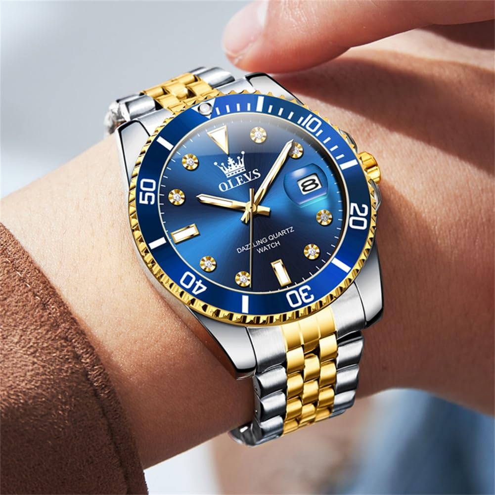 Foto 8 pulgar | Reloj Olevs, Moderno Para Hombre, De Acero Inoxidable, Impermeable, Azul - Venta Internacional.