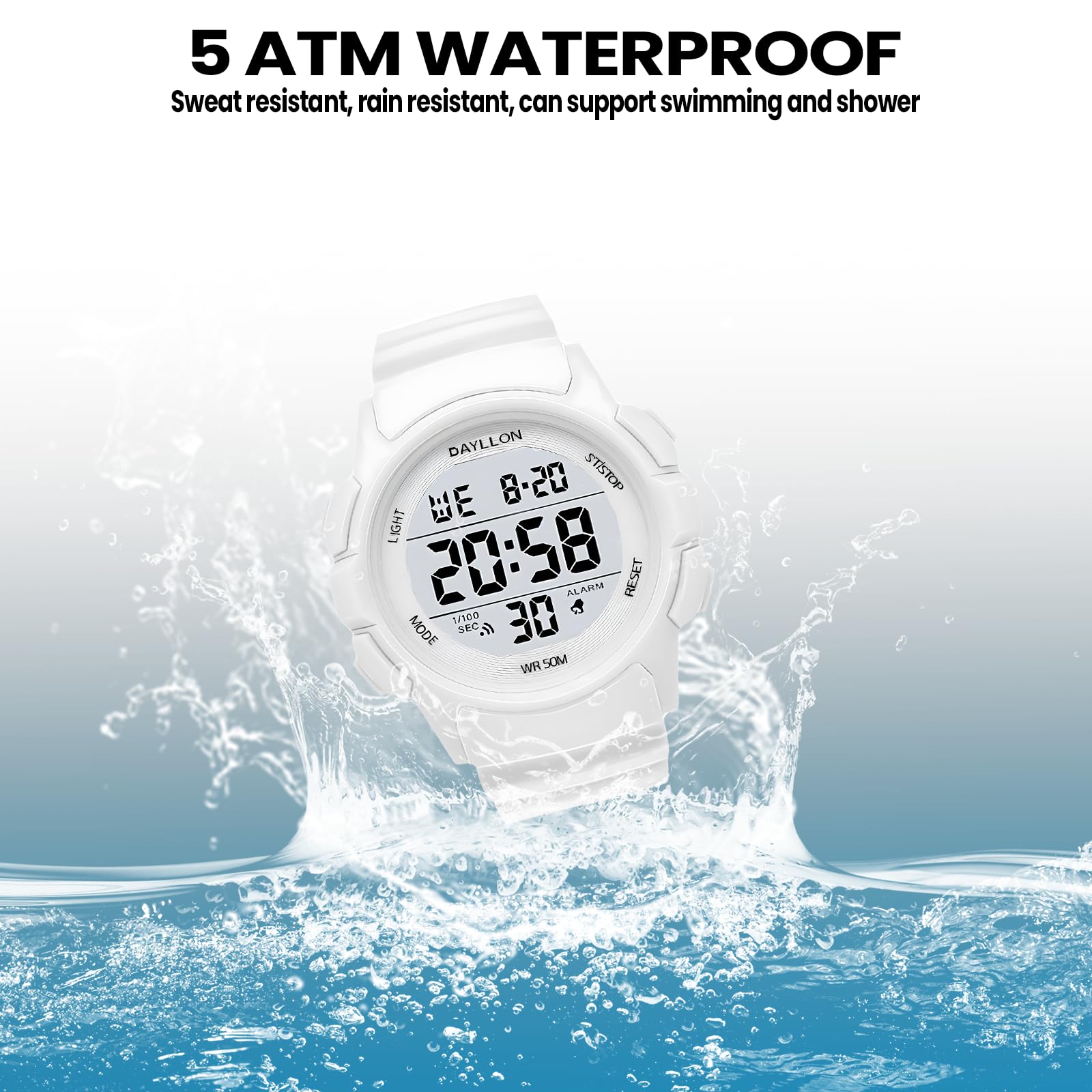 Foto 6 pulgar | Reloj Dayllon Digital Sports Impermeable Para Hombre, Color Blanco - Venta Internacional.