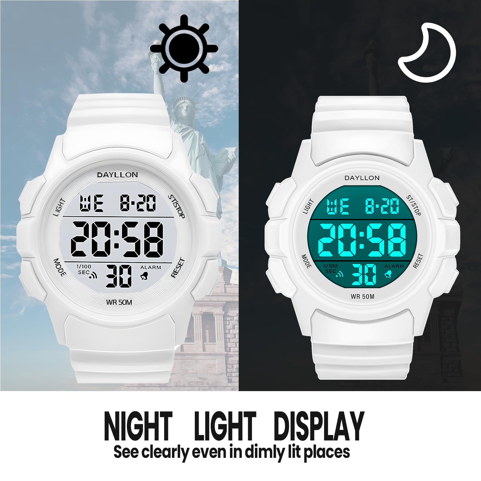 Foto 6 | Reloj Dayllon Digital Sports Impermeable Para Hombre, Color Blanco - Venta Internacional.