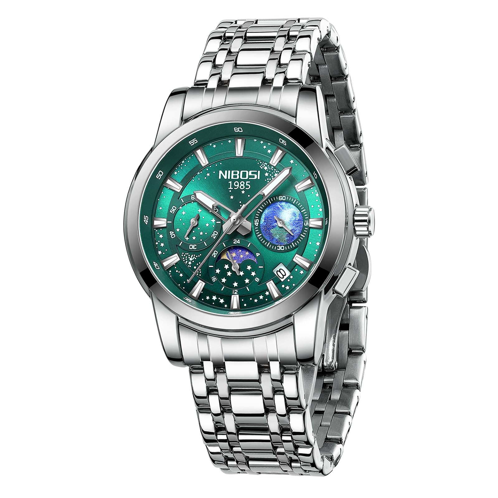 Reloj Nibosi Cronógrafo Analógico De Cuarzo De Acero Inoxidable Para Hombre - Venta Internacional.