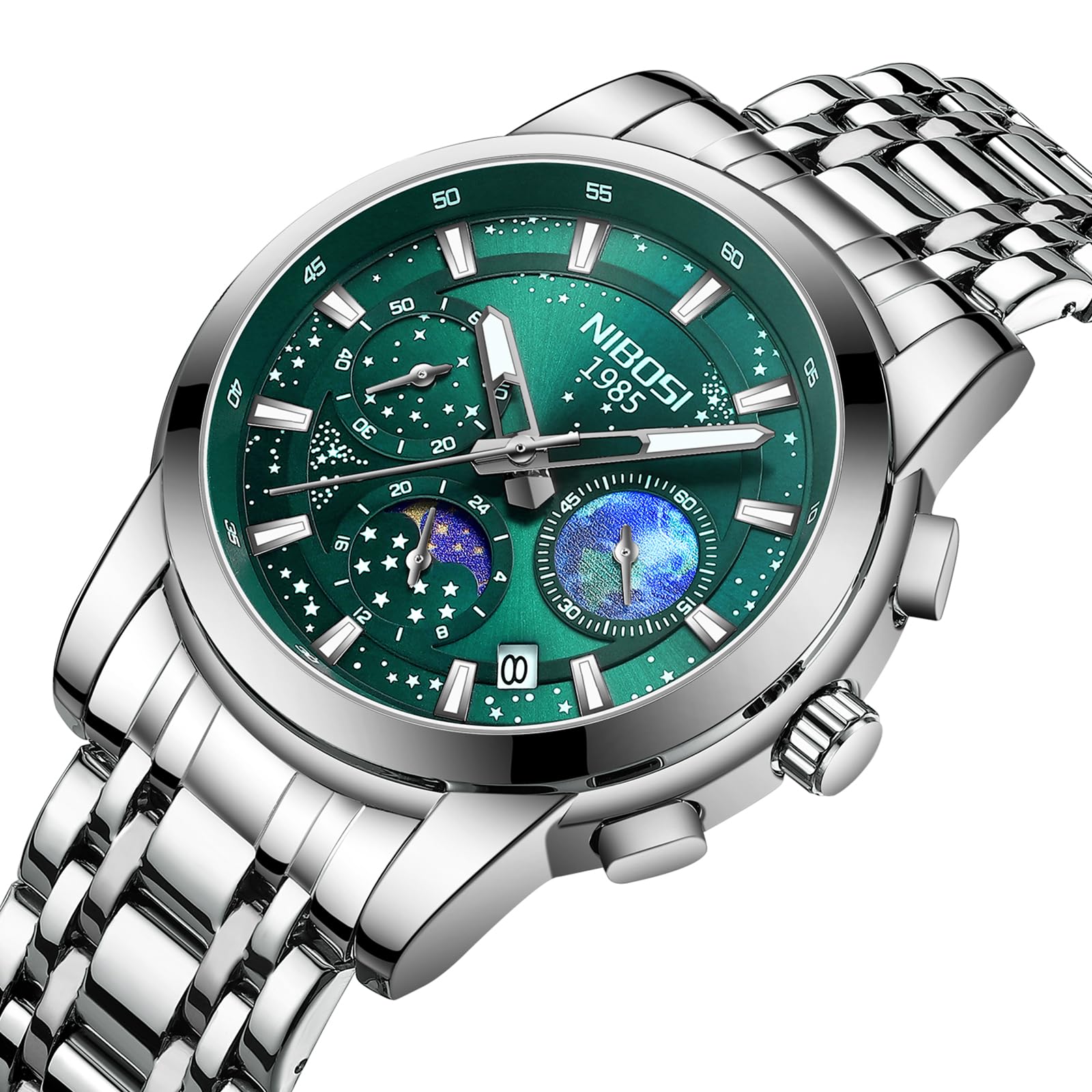 Foto 4 pulgar | Reloj Nibosi Cronógrafo Analógico De Cuarzo De Acero Inoxidable Para Hombre - Venta Internacional.