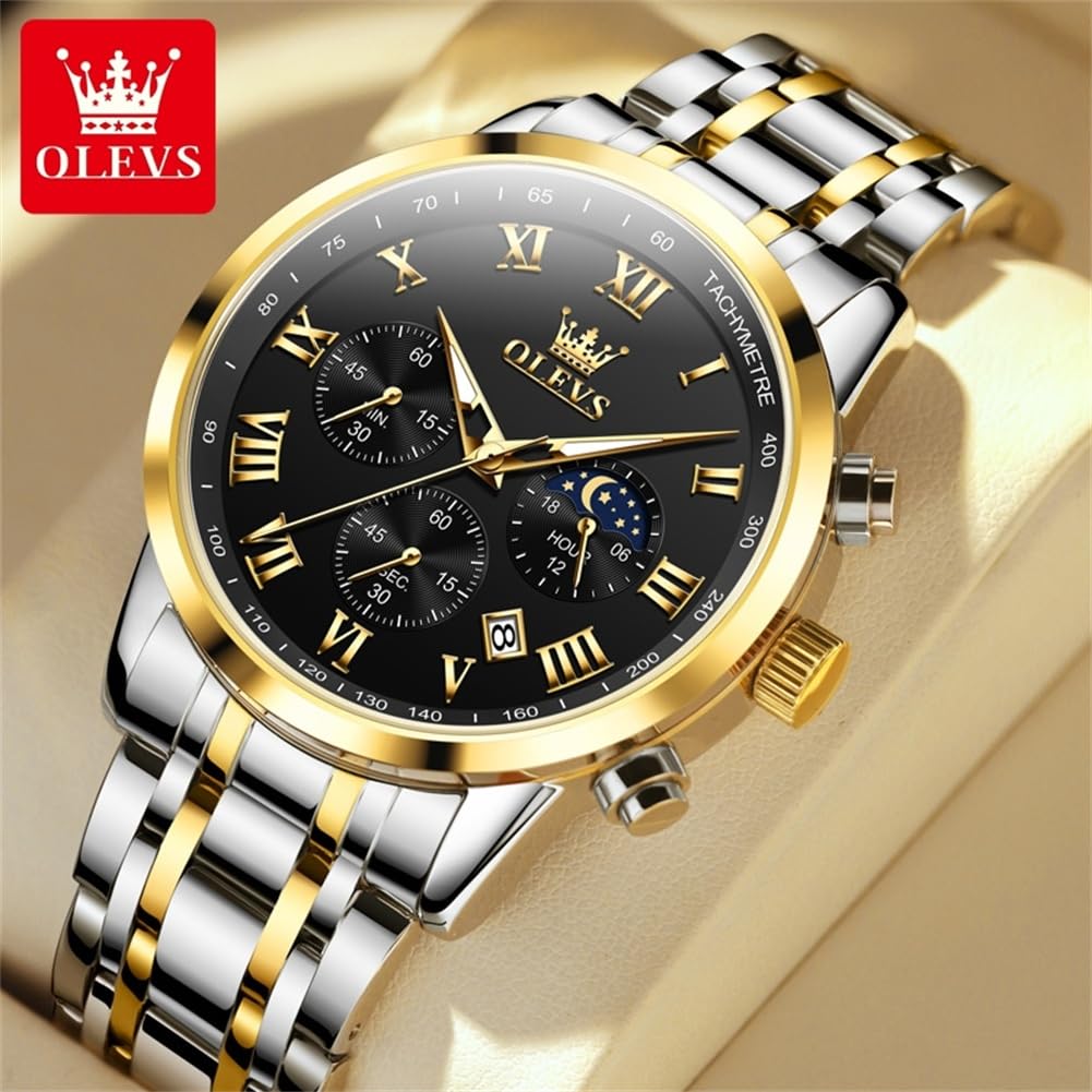 Foto 3 pulgar | Calendario Watch Olevs Gold Sliver De Acero Inoxidable Para Hombre - Venta Internacional.