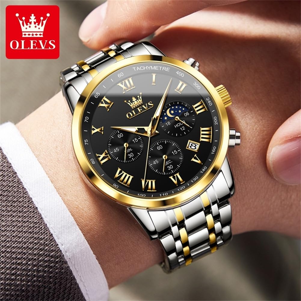 Foto 3 | Calendario Watch Olevs Gold Sliver De Acero Inoxidable Para Hombre - Venta Internacional.