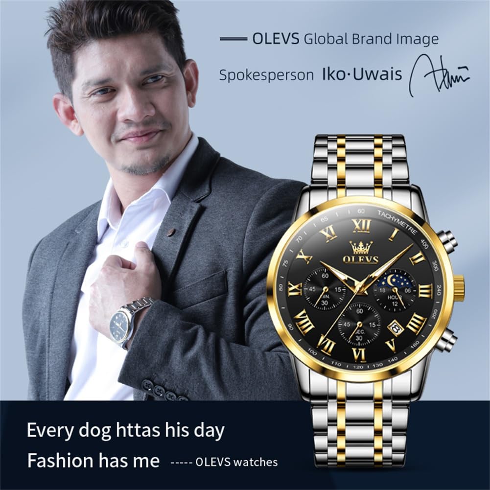 Foto 5 | Calendario Watch Olevs Gold Sliver De Acero Inoxidable Para Hombre - Venta Internacional.