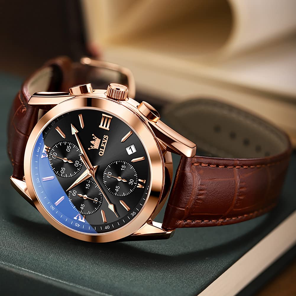 Foto 3 pulgar | Reloj Olevs De Cuero Marrón Con Calendario Grande Impermeable Para Hombre - Venta Internacional.