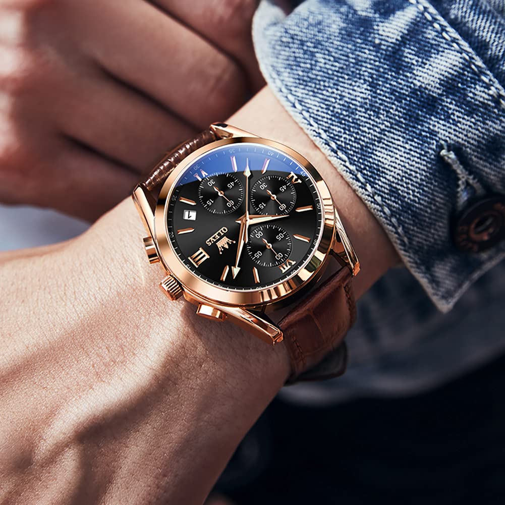Foto 4 pulgar | Reloj Olevs De Cuero Marrón Con Calendario Grande Impermeable Para Hombre - Venta Internacional.
