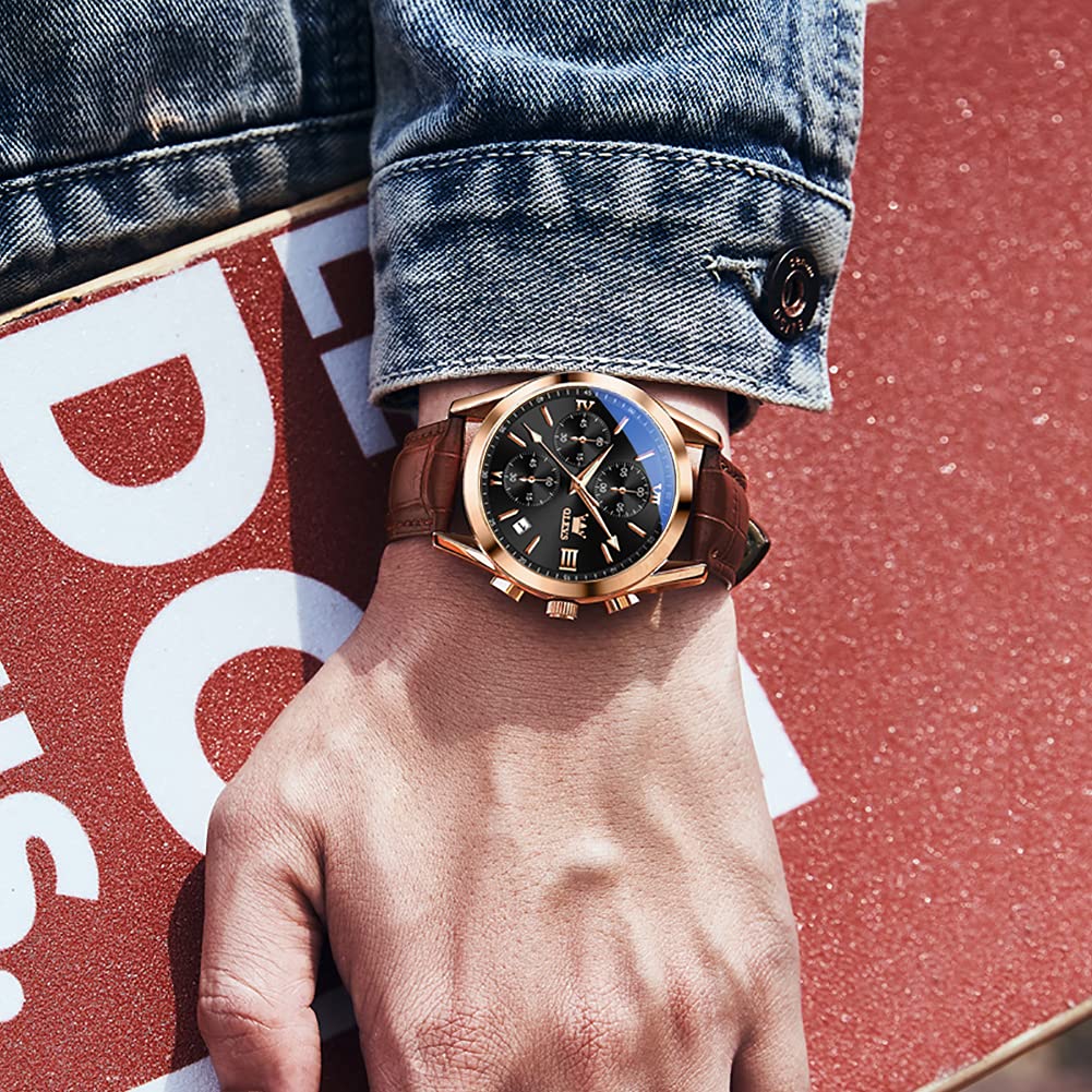 Foto 5 pulgar | Reloj Olevs De Cuero Marrón Con Calendario Grande Impermeable Para Hombre - Venta Internacional.