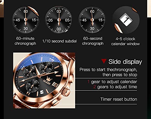 Foto 6 pulgar | Reloj Olevs De Cuero Marrón Con Calendario Grande Impermeable Para Hombre - Venta Internacional.