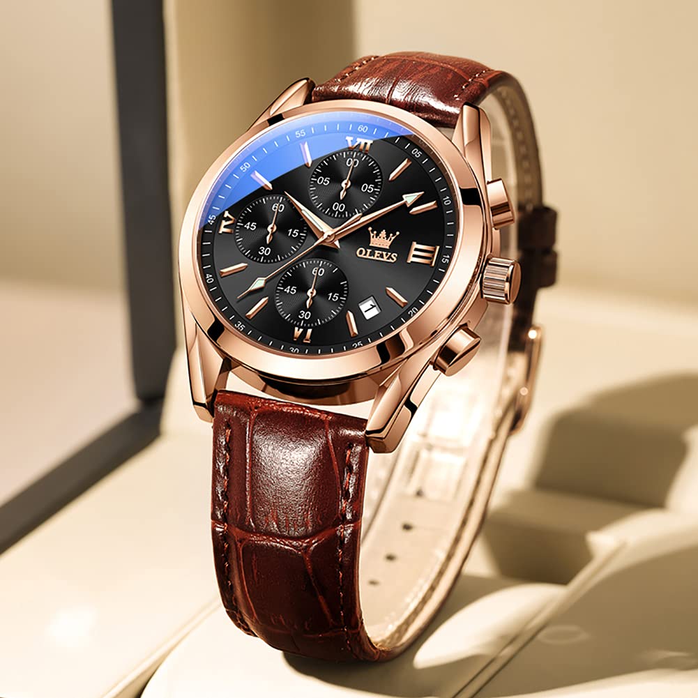 Foto 8 pulgar | Reloj Olevs De Cuero Marrón Con Calendario Grande Impermeable Para Hombre - Venta Internacional.