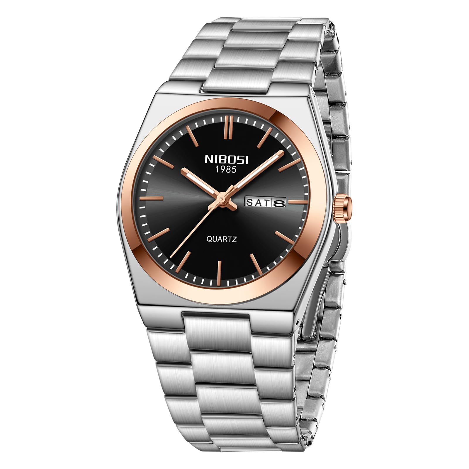 Reloj De Cuarzo Analógico Nibosi Para Hombre Con Fecha De Día Y Acero Inoxidable - Venta Internacional.