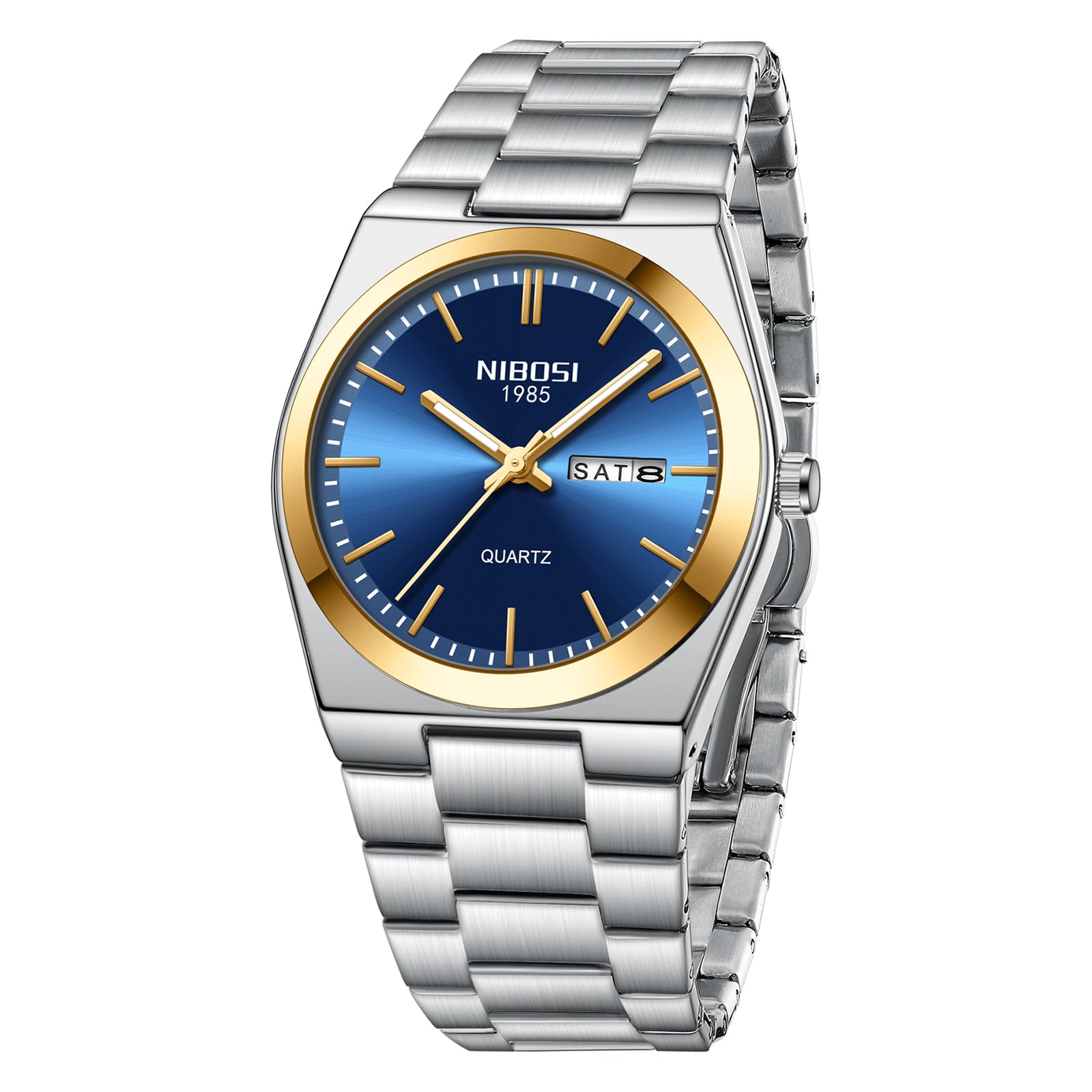 Reloj De Cuarzo Analógico Nibosi Para Hombre Con Fecha De Día Y Acero Inoxidable - Venta Internacional.