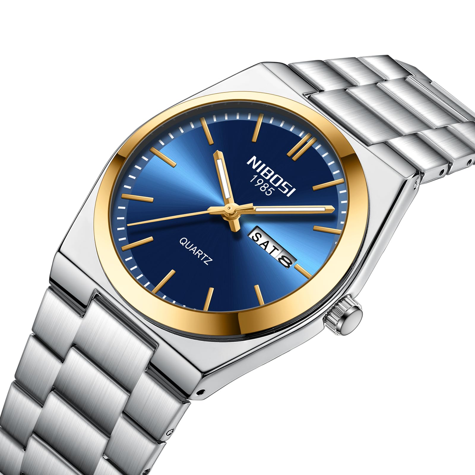 Foto 4 pulgar | Reloj De Cuarzo Analógico Nibosi Para Hombre Con Fecha De Día Y Acero Inoxidable - Venta Internacional.