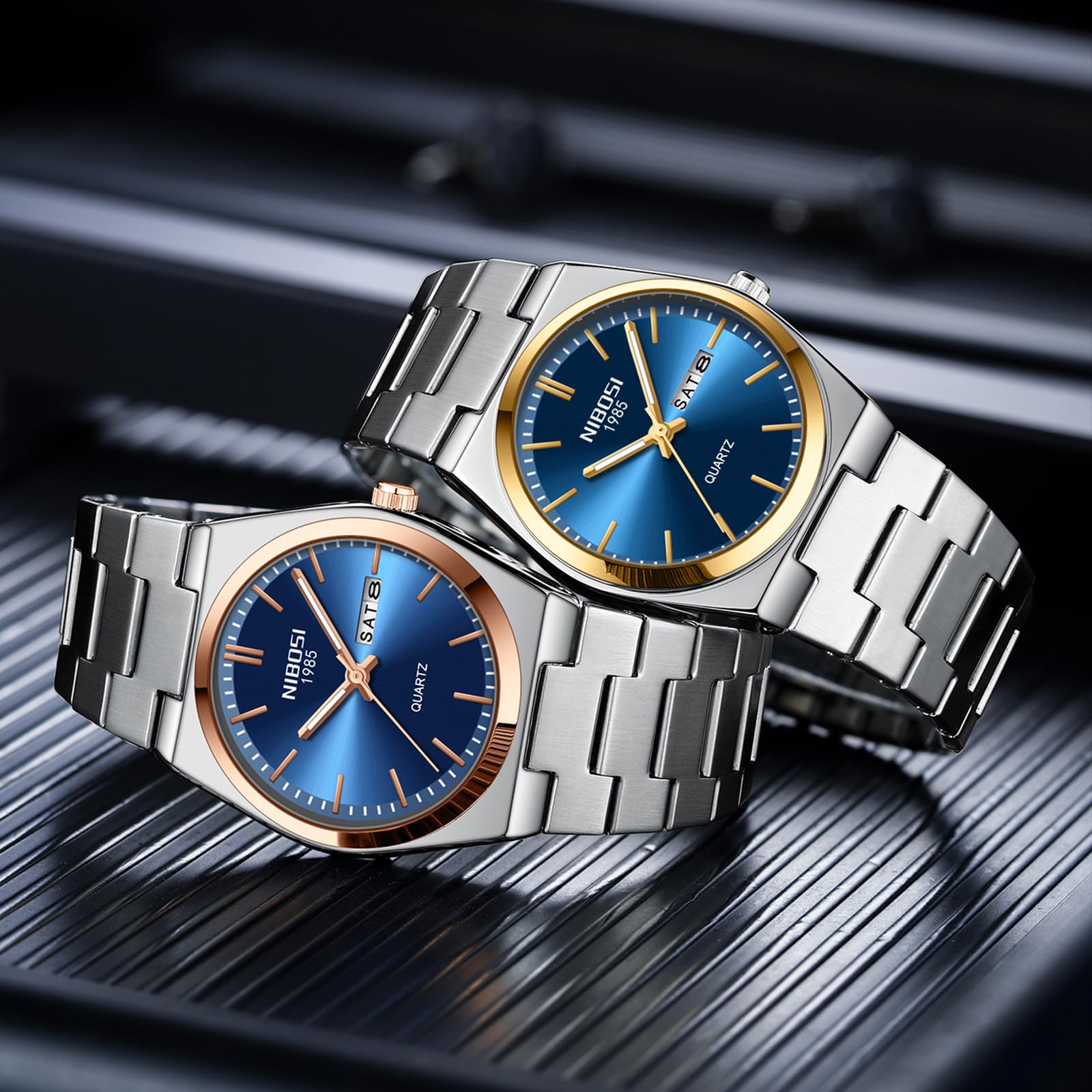 Foto 7 | Reloj De Cuarzo Analógico Nibosi Para Hombre Con Fecha De Día Y Acero Inoxidable - Venta Internacional.